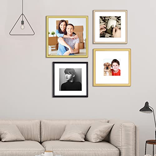 8X8 Picture Frame Brass Thin Metal Set Of 4, Square Frame For Desk And Wall Mounting, Aluminum Floating Frame Fit 4X4 Photo With Mat Or 8 X 8 Photos Without Mat（4 Pack） #TOP5