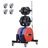 Soporte Discos Pesas Juegos de Árboles de Bastidor de Peso Grande Móvil para Gimnasio en Casa, F