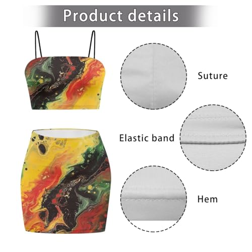 Image of 2025 Sexy Spaghetti Strap Crop Tops and Bodycon Skirt Casual 2 Piece Set S-4XL