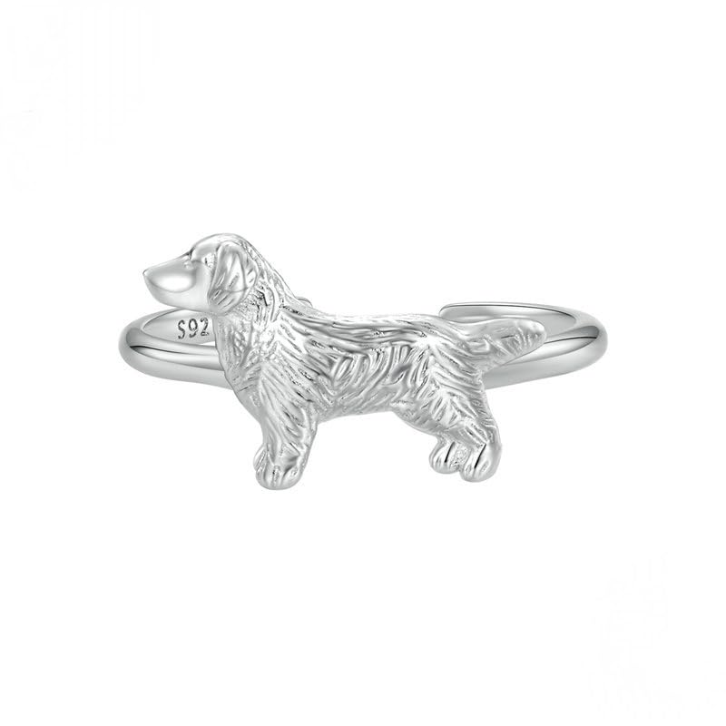 Bague en argent 925 chiot mignon pour femmes ajustable sans nickel