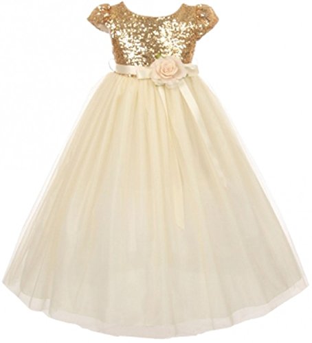 Little Girls Sleeveless Shiny Tulle Bridesmaid Party Birthday Flower Girl Dress