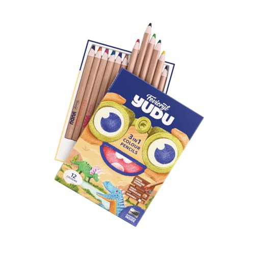 Image of Fevicryl YUDU 3-in-1 Colour Pencils | 12 Shades + Free sharpner | Colour Pencil, Crayon & Water Colour in 1 | Easily Washable, Non-Toxic & Safe for Kids 6-12yrs | Ideal Gift for Kids