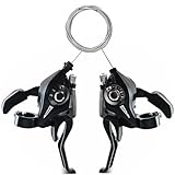 Relwears Bicycle Brake Levers Shifter, 3x8 24 Speed Mountain Bike shifters Set with Gear Indicator,Cable Thumb Derailleur Lever Transmission for Moutain Bike, Road Bike, MTB