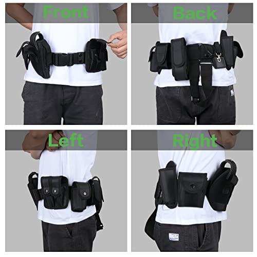 Abcgoodefg Modular Equipment System Security Utility Tactical Duty Belt With Components Pouches Bags Holster Gear For Law Enforcement Guard Security Hunting (10 Pcs, Black) #TOP5