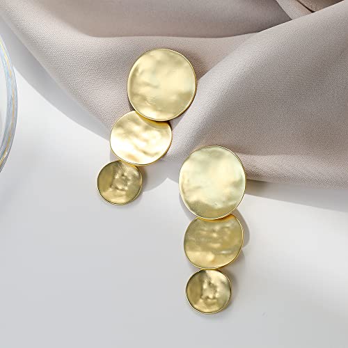 Matte Gold Silver Geometry Clip On Earrings for Women Retro Drop Clip Earrings for Women 5