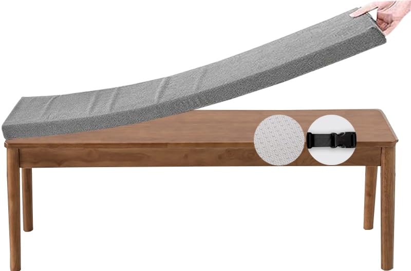 moismk Bench Cushion Kitchen 150/120/100cm x 40cm Sofa Lounge Garden Bench Pad, with Zipper Non Slip Removable Furniture Bench Seat Pad Outdoor Indoor Lounge Bench Cushion(Grey,160x40cm x5cm Thick) โ image 1