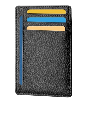 Genuine Leather Credit Card Wallet Slim Card Holder Wallet for Men and Woment(Black)2