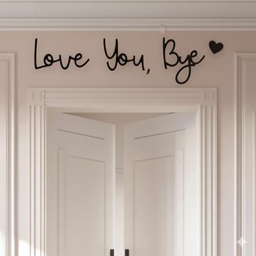 Image of Love You Bye Sign – Black Wooden Script Letters for Wall Decor, Above Door, Hallway & Entryway – Modern Word Sign for Bedroom, Living Room, Home Decoration & Gifts