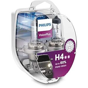 Philips 0730529 12342VPS2 VisionPlus +60% H4 Headlight Lamp Pack of 2