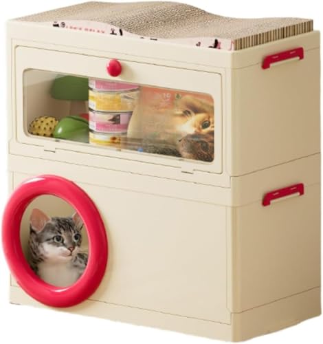 Arfobug猫の爪とぎボード、猫ベッド、オールインワン、抜け毛のない垂直猫のおもちゃの家、多層ペットのおもちゃスナック収納猫ケージ、フェルト、マット、爪グラインダー、猫ハンモック、休憩エリア、睡眠エリア、屋内使用、取り外し可能な爪グラインダー、多機能、ペ