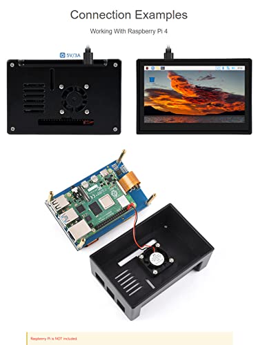 Image of Waveshare 4.3inch Capacitive Touch Display Compatible with Raspberry Pi 4B Comes with Protection Case 800x480 Resolution IPS Wide Angle MIPI DSI Interface