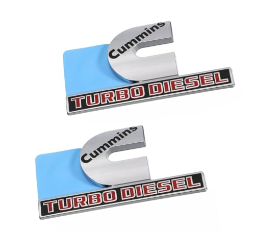 Image of Pair Set Compatible with Cummin Turbo Emblem 3D Fender Badges Nameplate for 2500 3500 (Chrome Red)