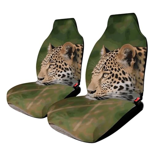 Housse de siège de voiture léopard (lot de 2) élastique pour sièges avant et arrière