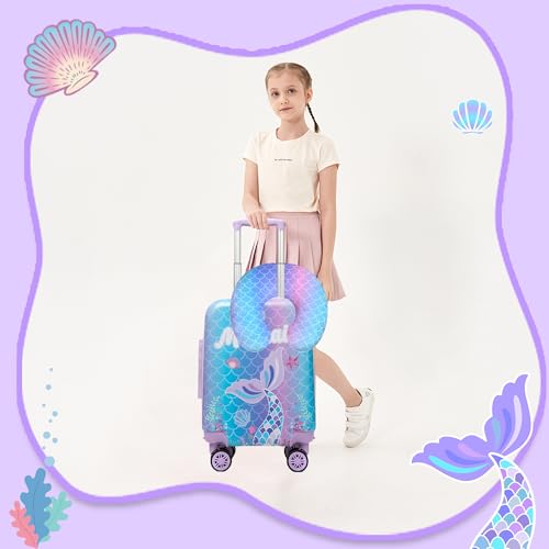 Image of Kid's Luggage Set 5 Piece Suitcase Set 16'' Hardside Luggage with Spinner Wheels Girls Carry on Toddler Luggage Travel Rolling Luggage Carry on Luggage Airline Approved