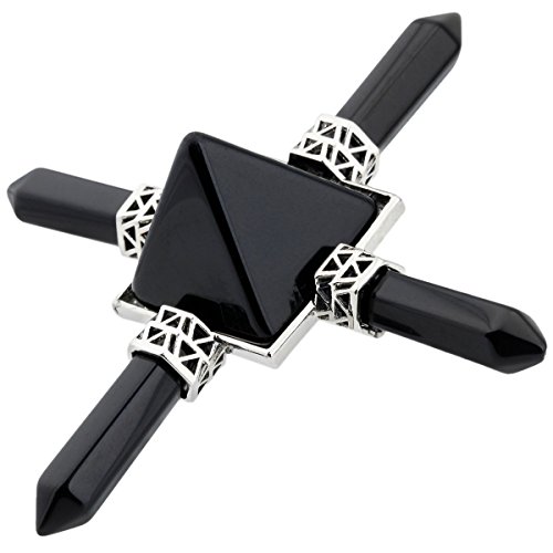 Rockcloud Pyramid Energy Generator,Reiki Chakra Healing Crystal Stone,Black Obsidian #TOP2