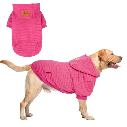 Image of BEAUTYZOO Dog Hoodies Sweater for Large Dogs,Waffle‑Like Laminated Pet Coat | Warm Dog Sweatshirt with Pocket & Leash Hole,Pullover Clothes for Girl Boy Dogs,Stretchy & Easy‑On‑Off,Labrador & Great Danes