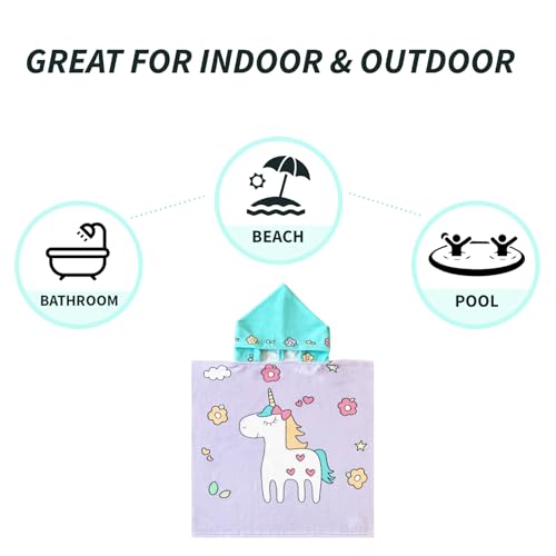 Image of NovForth Kids Beach Towel for Boys Girls, Hooded Bath Towel Wrap, Toddler Pool Towel with Hood