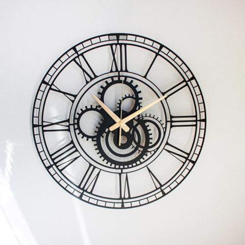 Image of Stylish Metal Analog Wall Clock for Living Room, Bedroom, Office, Kitchen, Home and Hall | Antique Fancy Big Size Modern Wall Watch for Home Decor (DA-190, 50CM)
