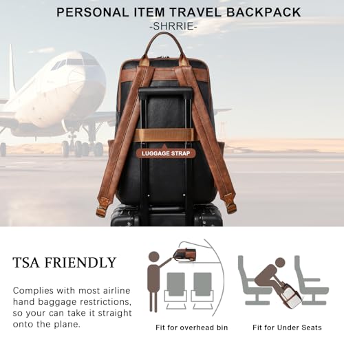 Image of Shrrie Leather 17 inch Laptop Backpack for Women, Large Travel Backpack Purse for Casual Daypack College Work Bag