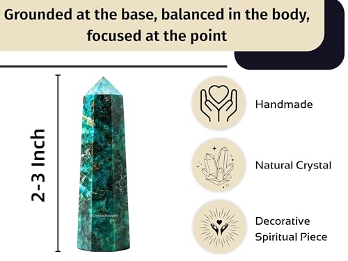 Image of Crystal Heaven Certified Chrome Diopside Tower Obelisk Point For Chakra, Healing And Balancing - Aaa Grade Original Certified Gemstone Agate For Reiki Meditation Yoga Spiritual (2-3 Inches)