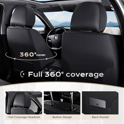 Image of Coverado Car Seat Covers, Front Covers for Cars, Car Seat Cover Front Seats, Car Seat Protector Waterproof, Leather Car Seat Cushion, Universal Interior Covers Seat Protectors for Most Cars