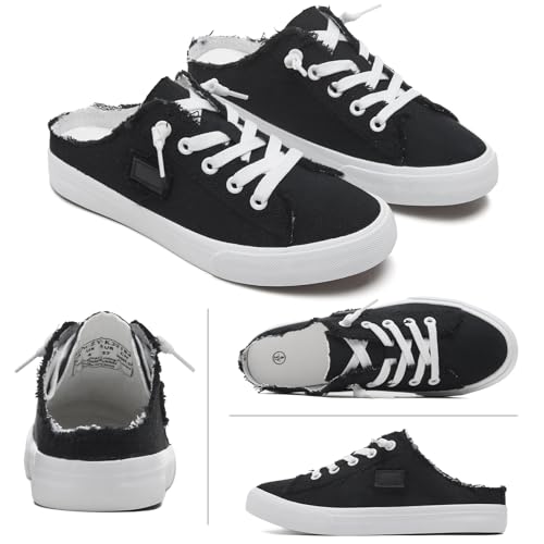 BENPAO Women's Mules Slip on Sneakers Black Canvas Shoes(Black,US9) by BENPAO - Used condition - Image 7