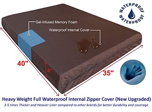 Dogbed4Less Extra Large Orthopedic Gel Memory Foam Dog Bed, Waterproof Liner, Durable Denim Cover And Extra Pet Bed Cover, 40X35X4 Inches #TOP1