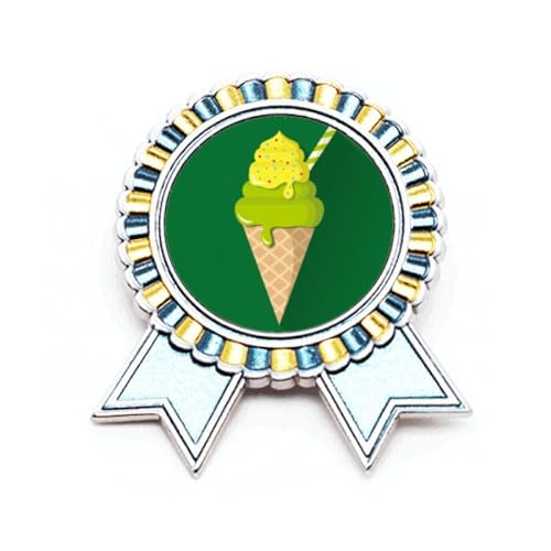 Broche en forme de glace matcha verte accessoire métal M pour veste et sac