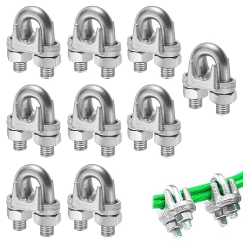 LQUYTA 9 Piezas Abrazadera de Cable Acero Inoxidable M6 6mm Cable De Acero Abrazadera Set Incluye 6mm Cable De Acero Abrazadera Cable De Acero Grillete U Perno Abrazadera