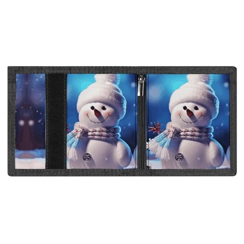Merry Christmas Snowman Trifold Wallet, Card Cases And Money Oganizer Thin Stylish Mini Coin Bag with Zipper Coin Pocket Credit for Men And Women4