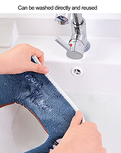 LVLUOKJ 2 Stück WC Sitzwärmer Kissen, Toilettensitzbezug Pads mit Griff und Reißverschluss, Universal Toilettensitzkissen Waschbar Wiederverwendbare, Warmes Badezimmer (Color : Gray) – Bild 7