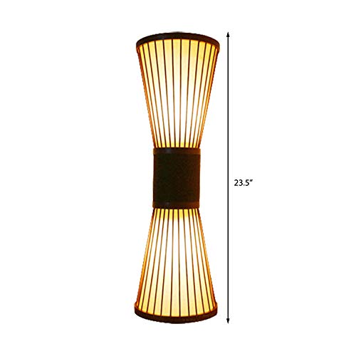 RUNNUP Hourglass Wall Sconce Chinese Style Bamboo 2 Lights Wall Lamp for Corridor Corridor Stairs Bathroom Bedside Table Lamp for Bedrooms Living Room