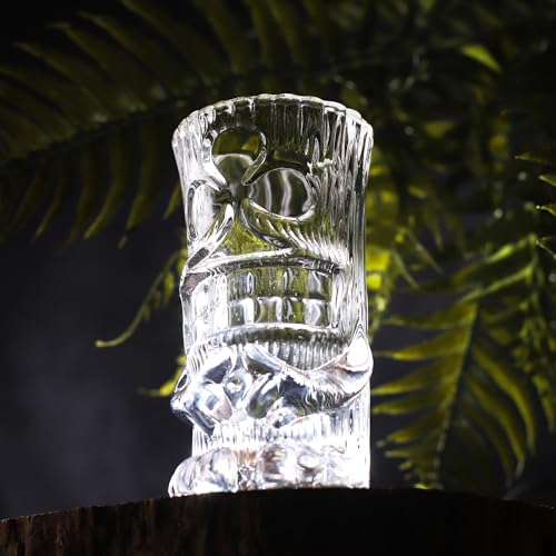 bar@drinkstuff Waka Glass Tiki Mug 250ml Clear Glass Tiki Cocktail Mug with Detailed Tiki Face for Rum Cocktails Tropical Drinks Decorative Barware for Home Bar Parties Luaus Events - Image 5