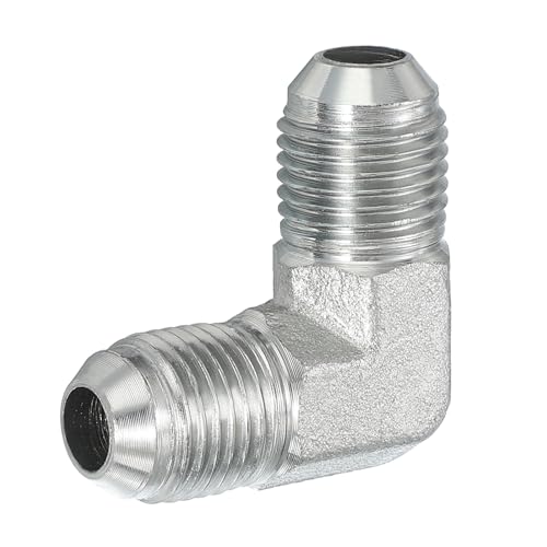 Image of PATIKIL Hex Reducing Nipple Connectors Pipe Adapter 9 /16 inch Male 37 Flare JIC x 9 /16 inch g Male 90 Adapter, Pipe Fitting Reducer Nipple Adapter Plated Steel Hydraulic Fitting