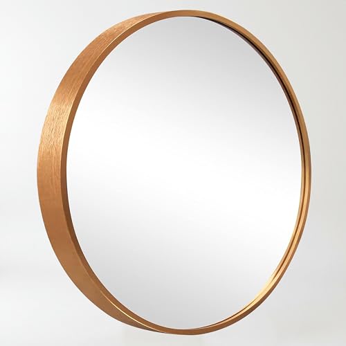 Image of Art Street Round Decorative Wall Mirror with Aluminum Metal Frame Black | Modern Design Vanity Mirror for Makeup, Bedroom, Drawing Room, Bathroom Wash Basin (Black, 40x40 cm)