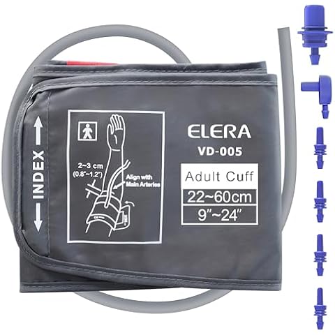 ELERA Extra Large Blood Pressure Cuff (9"-24" | 22-60cm) - XL Replacement BP Cuff for Big Arms, Compatible with Most BP Monitors, Adult Cuff Only - 6 Connectors Cover