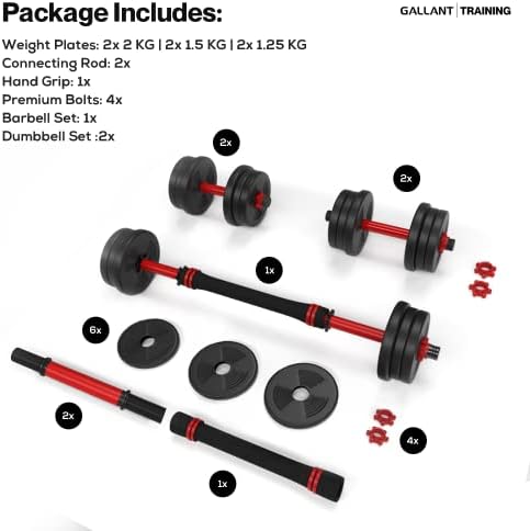 Gallant 20kg Adjustable Dumbbells Weights Set - Barbell & Dumbbell Hand Free Weight Pair For Men & Women Excellent for Lifting Bodybuilding Fitness Home Gym Training