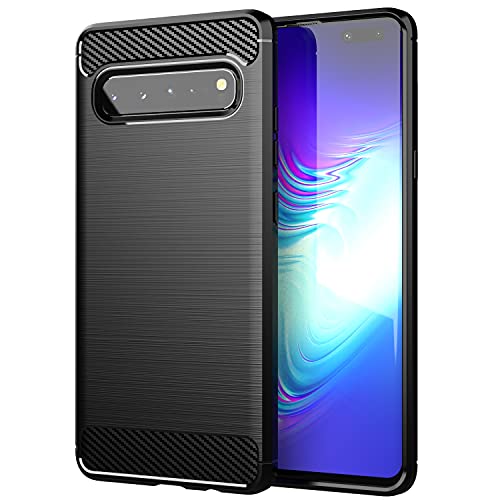 Cadorabo Hülle kompatibel mit Samsung Galaxy S10 5G Schutzhülle TPU Silikon Case Karbon Optik Slim Kratzfest Weiche Gummi mit Rundumschutz Case Hülle für Galaxy S10 5G in Schwarz