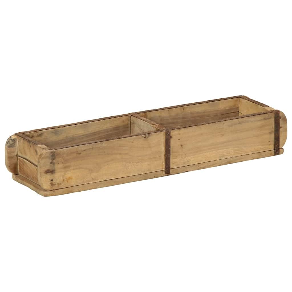 Bandeja de 4 piezas marrón, 57 x 15 x 9 cm, de madera reciclada maciza, bandeja de servicio rectangular con acabado mate para interior y exterior