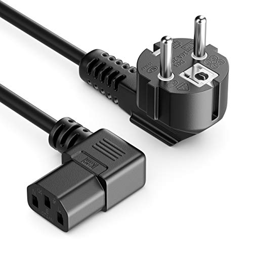 10m Kaltgerätekabel Netzkabel Stromkabel Schutzkontakt Stecker Typ F (CEE 7/4) 90° Gewinkelt auf C13 Buchse 90° Gewinkelt Rechts PC Computer