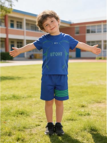 Image of Boys' Active Shorts Set 6 Pieces T-Shirt and Quick Drying Shorts Summer Activewear Sets 4-12Y