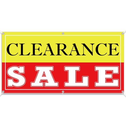 SmoothNovelty 2x4 Feet Clearance Banner Store Sale Sign with Grommets Polyester Fabric Reusable Weatherproof Sale Banner for Outdoor Indoor Advertising Business Marketing Store