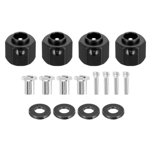 Image of sourcing map Aluminum Wheel Hex Hub 10mm Hex Extended Spacers Drive Adapter for RC Crawler Car Replacement, Black