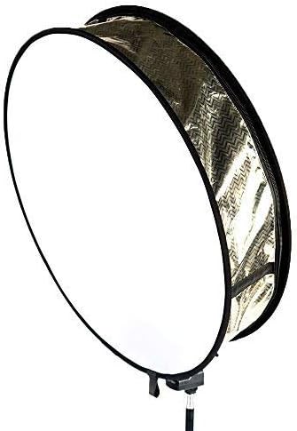 FOTOCREAT 24"(60cm) Sundisc Tow-Sides Round Flash Diffuser Softbox Gold Wave/Slive for Speedlite