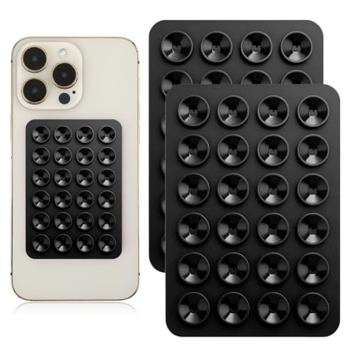 SULIKJHUI 2 ventosas para teléfonos móviles, silicona con ventosas, para todos los modelos de teléfonos móviles (negro)