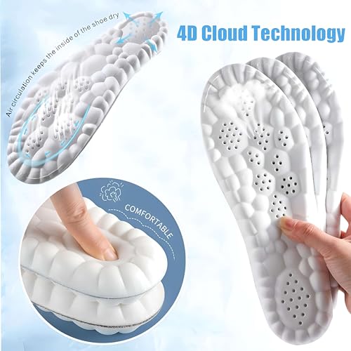 Image of 2 Pairs Cloud Insoles - 4D Cloud Technology Insole - Super Soft Comfort Insoles, U-Shape Memory Foam Insoles, Trim to Fit Inserts (Gray, Men: 12-13)