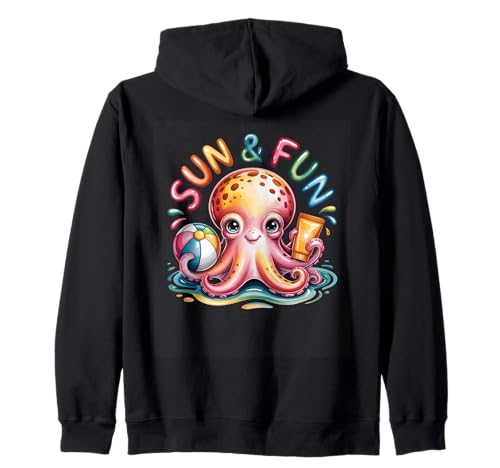 Bonita temática de Sun & Fun Octopus Beach Sudadera con Capucha