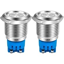 Gebildet 2pcs DC 12V 19mm Stainless Steel Red LED Flash Alarm 90dB Indicator Light with Lamp Buzzer, for Electrical Control Panel, DIY Project