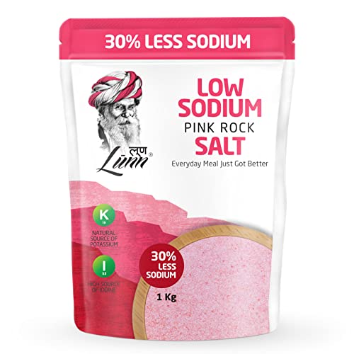 30% Low Sodium Pink Rock Salt 1kg | 30% Less Sodium Than Regular Namak | 84+ Natural Minerals | Himalayan Pink Salts | Fine Grain, Pure & Unrefined | 