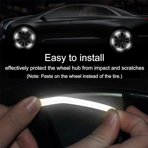 Image of 3D Reflective Wheel Tire Rim Stripes Stickers Decals for Car | Motorcycle & Bicycle - Night Safety Decoration for Automotive(20 Pcs) (White)